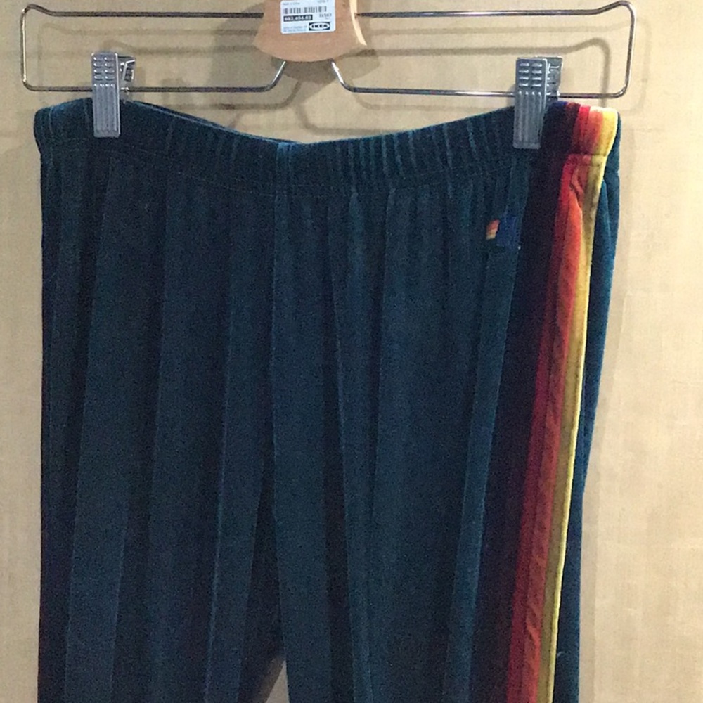 Aviator nation teal velour track pants size L